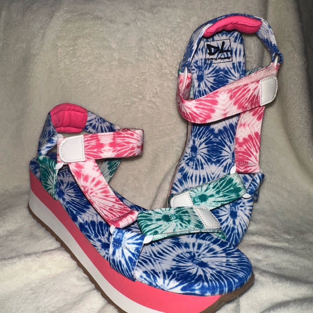 Colorful Tie-Dye Platform Sandals